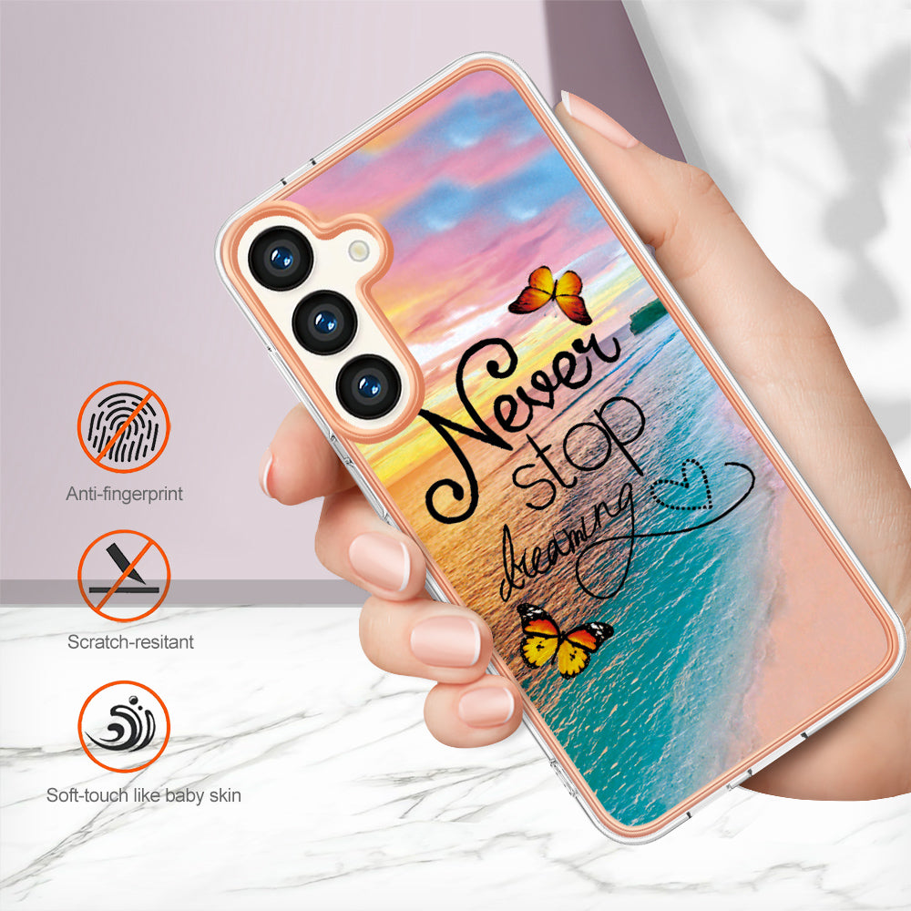 YB IMD Series-1 For Samsung Galaxy S24+ TPU Case Pattern Slim Phone Cover - Never Stop Dreaming