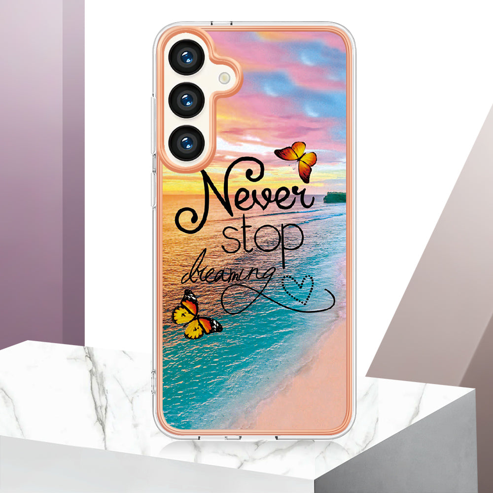 YB IMD Series-1 For Samsung Galaxy S24+ TPU Case Pattern Slim Phone Cover - Never Stop Dreaming