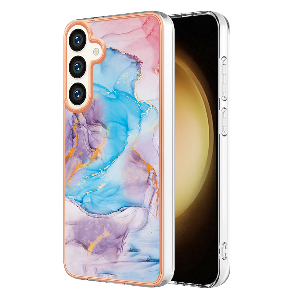 YB IMD Series-1 For Samsung Galaxy S24+ TPU Case Pattern Slim Phone Cover - Milky Way Marble Blue