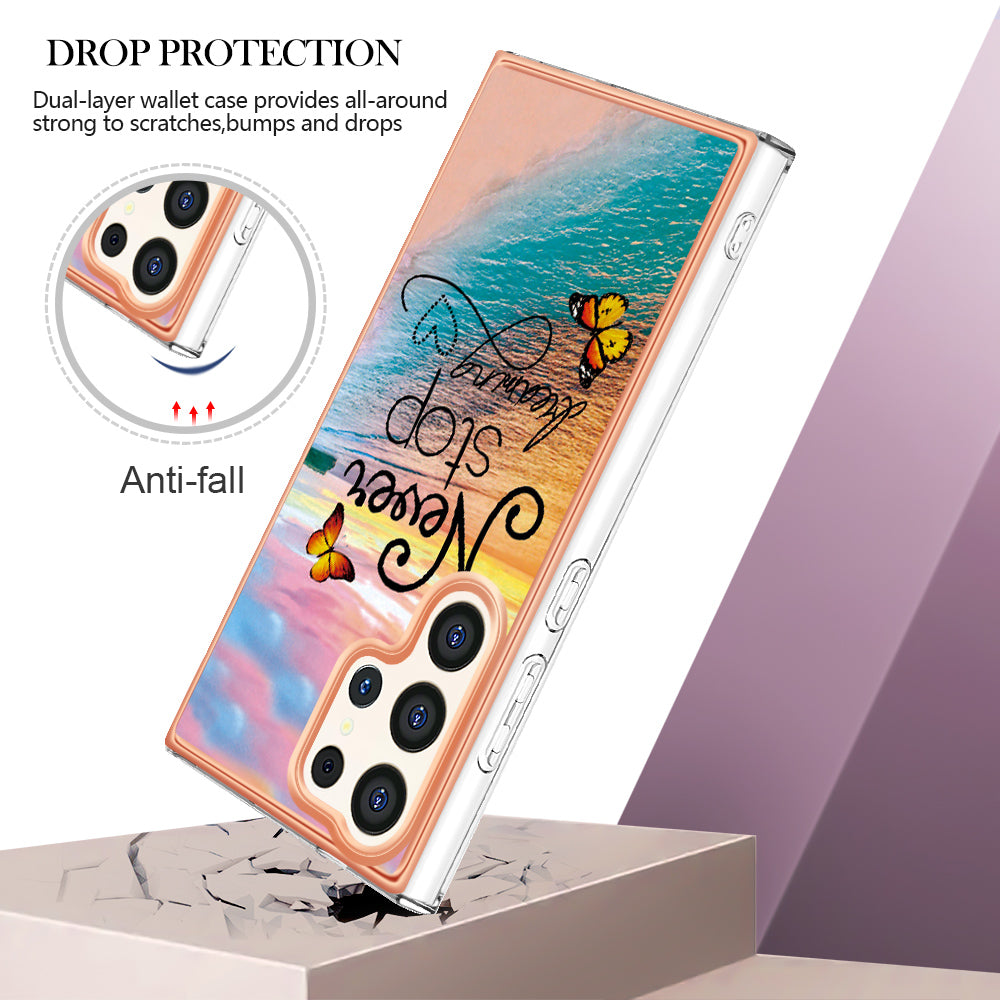 YB IMD Series-1 For Samsung Galaxy S24 Ultra Case Flexible TPU Plating Phone Cover - Never Stop Dreaming