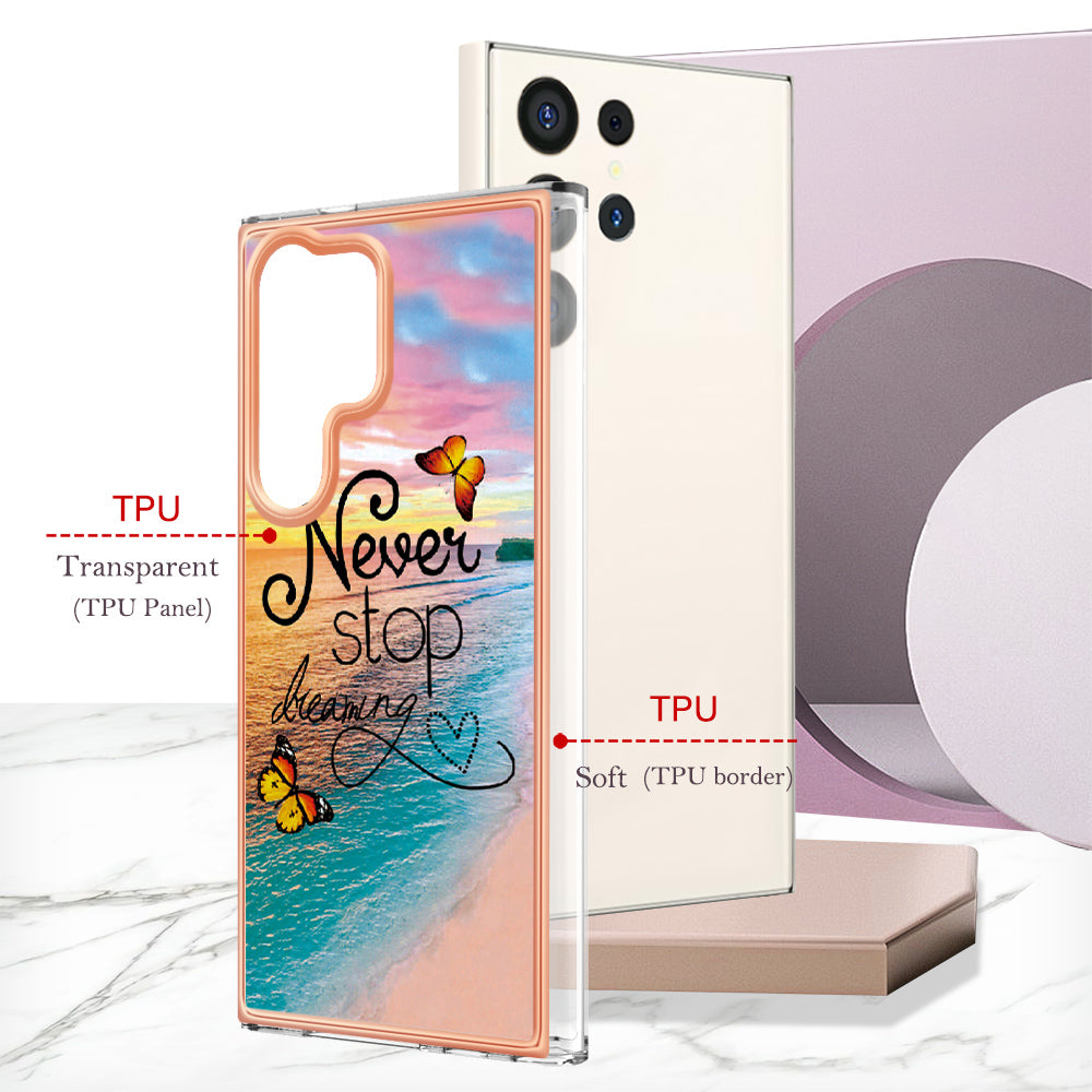 YB IMD Series-1 For Samsung Galaxy S24 Ultra Case Flexible TPU Plating Phone Cover - Never Stop Dreaming