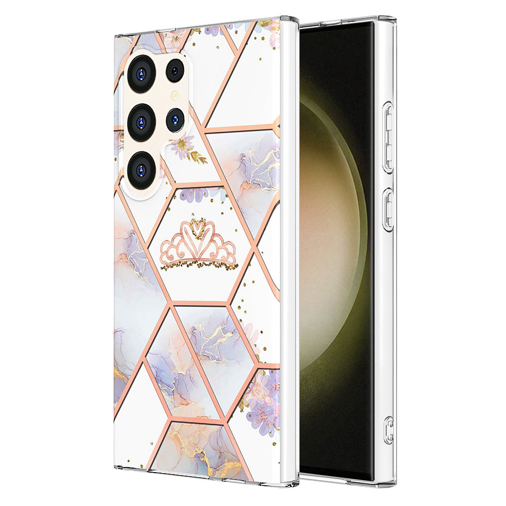 YB IMD Series-1 For Samsung Galaxy S24 Ultra Case Flexible TPU Plating Phone Cover - Crown