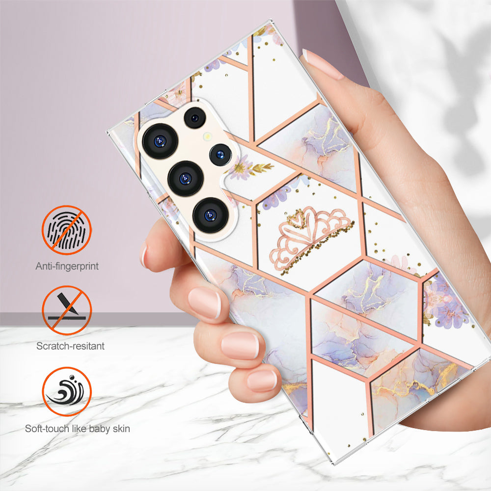 YB IMD Series-1 For Samsung Galaxy S24 Ultra Case Flexible TPU Plating Phone Cover - Crown