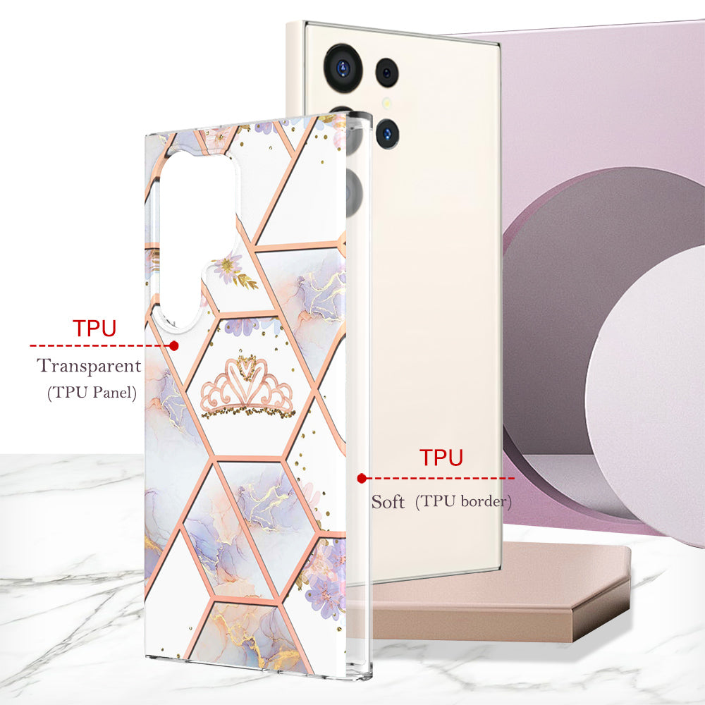 YB IMD Series-1 For Samsung Galaxy S24 Ultra Case Flexible TPU Plating Phone Cover - Crown
