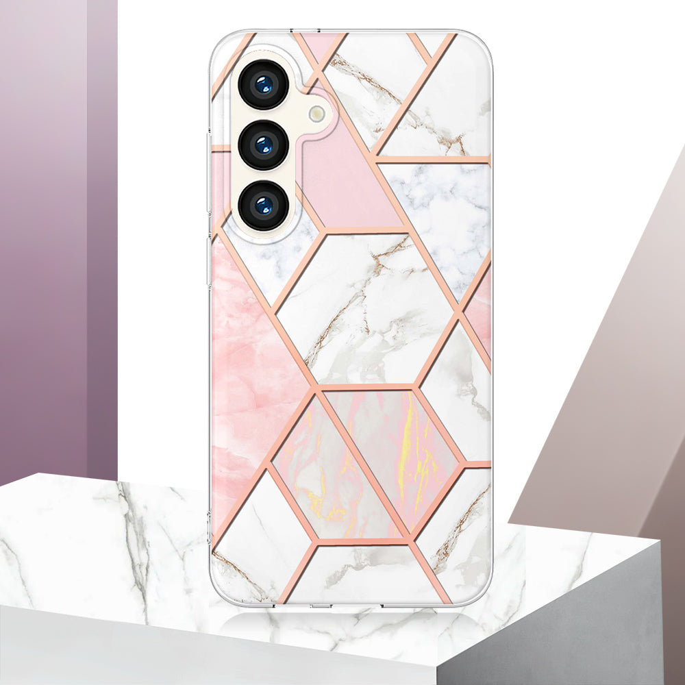 YB IMD Series-3 for Samsung Galaxy S24 Case Double-sided Electroplating Phone Cover - Pink / White