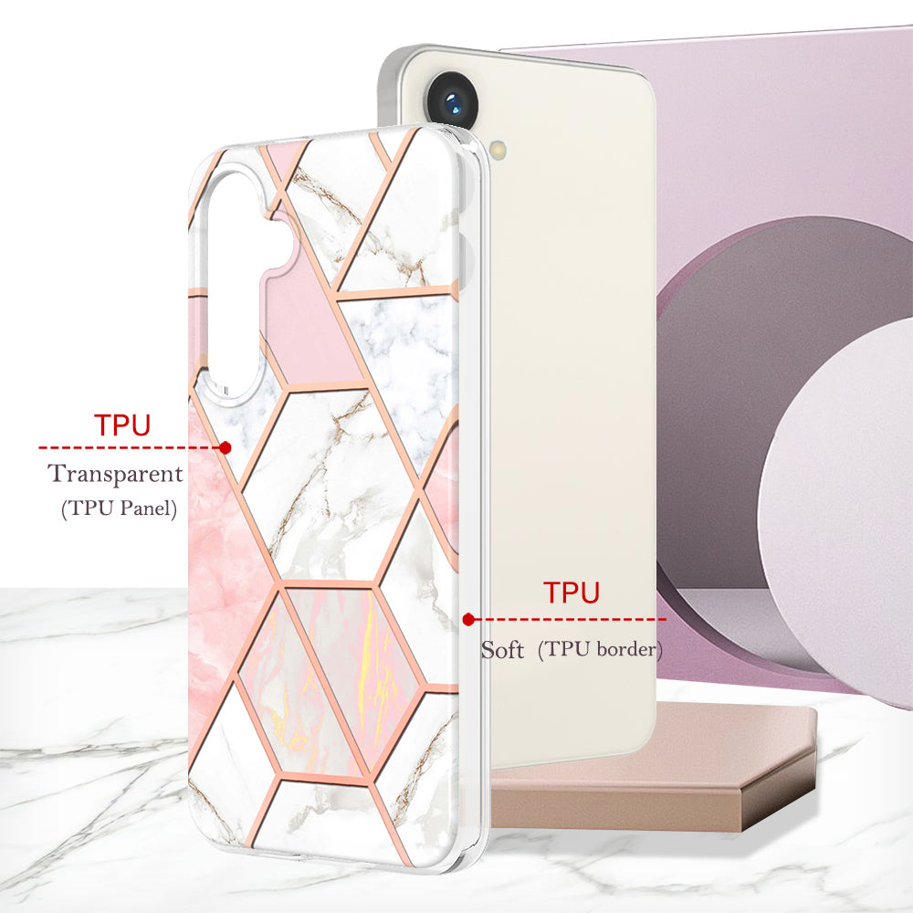 YB IMD Series-3 for Samsung Galaxy S24 Case Double-sided Electroplating Phone Cover - Pink / White