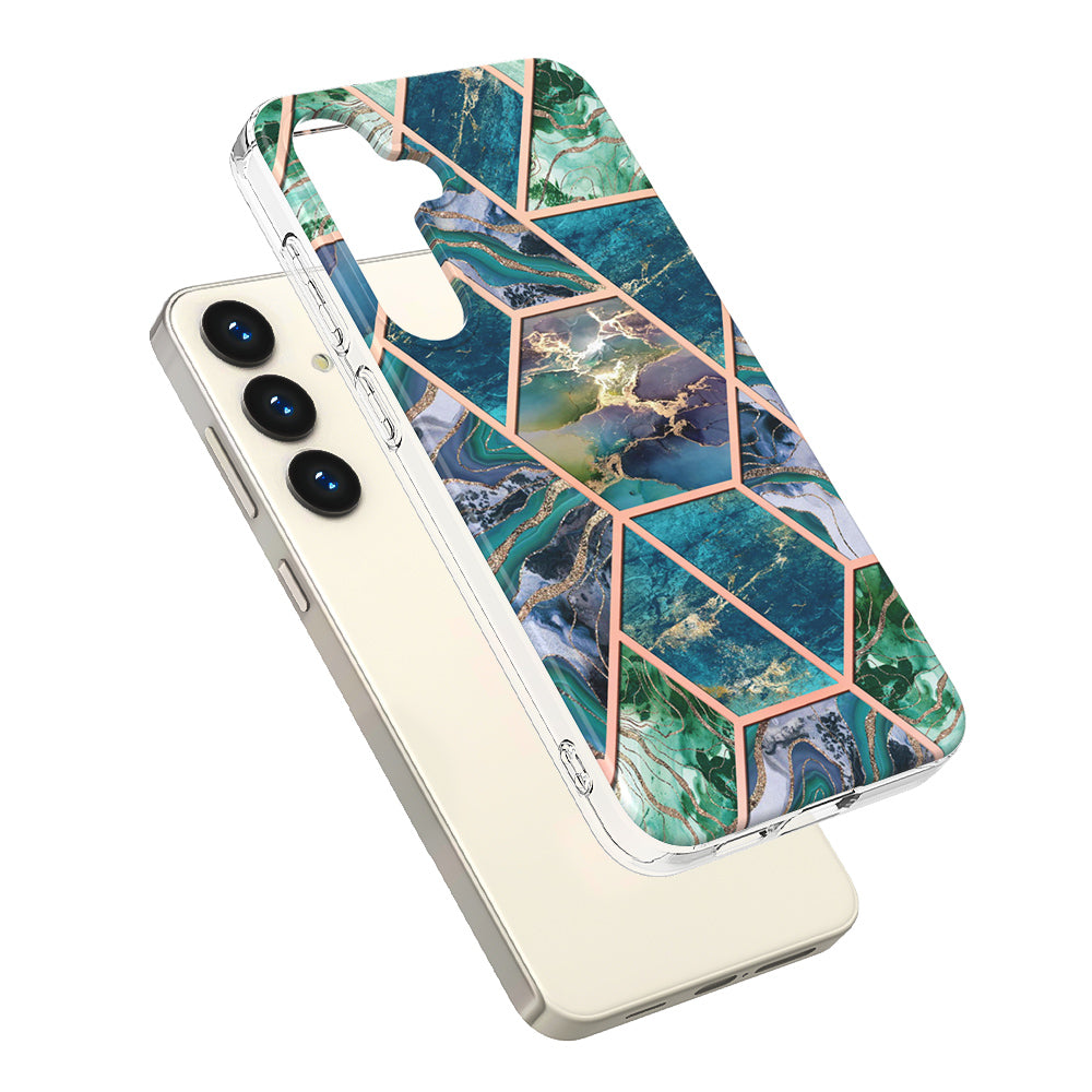 YB IMD Series-3 for Samsung Galaxy S24 Case Double-sided Electroplating Phone Cover - Blue / Green