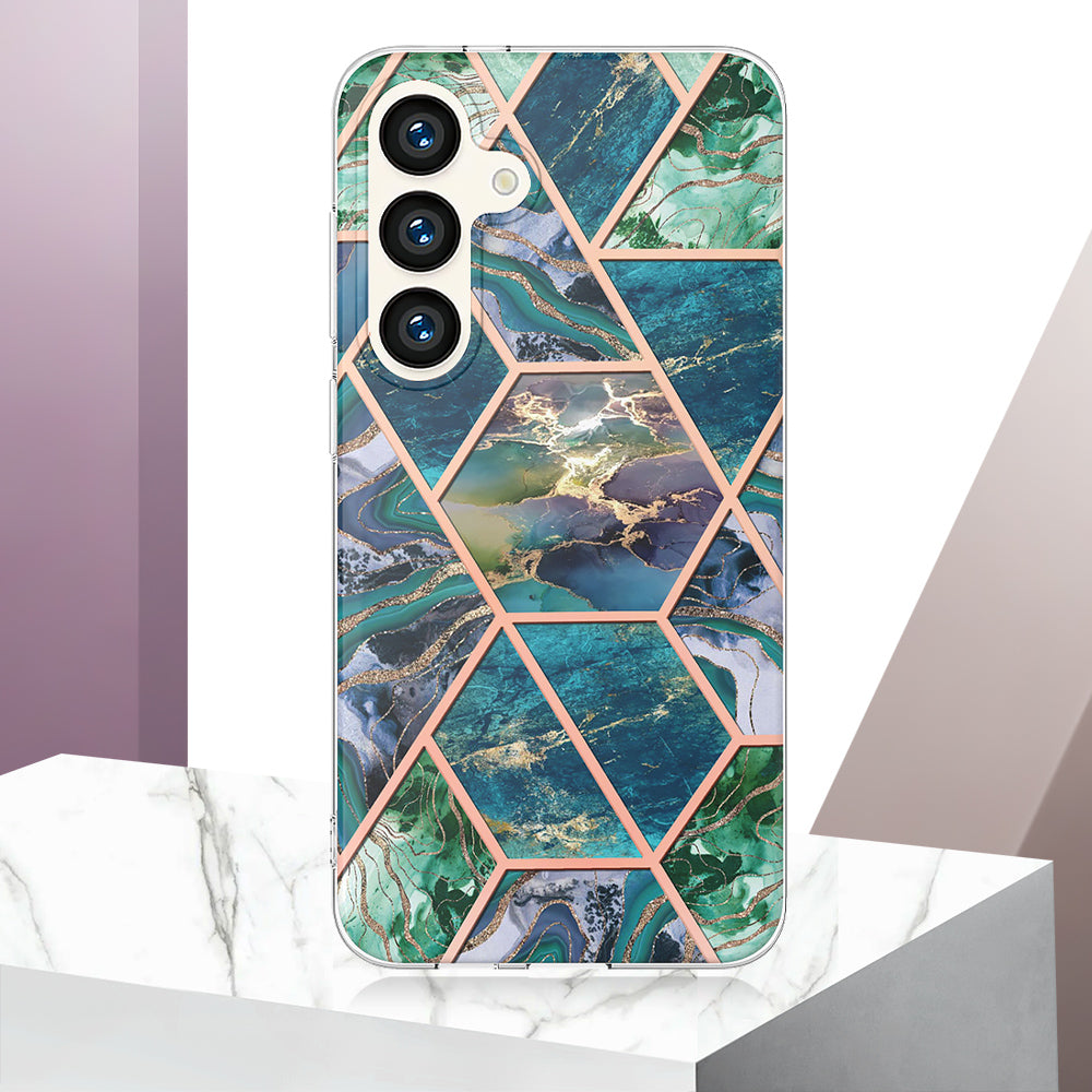 YB IMD Series-3 for Samsung Galaxy S24 Case Double-sided Electroplating Phone Cover - Blue / Green