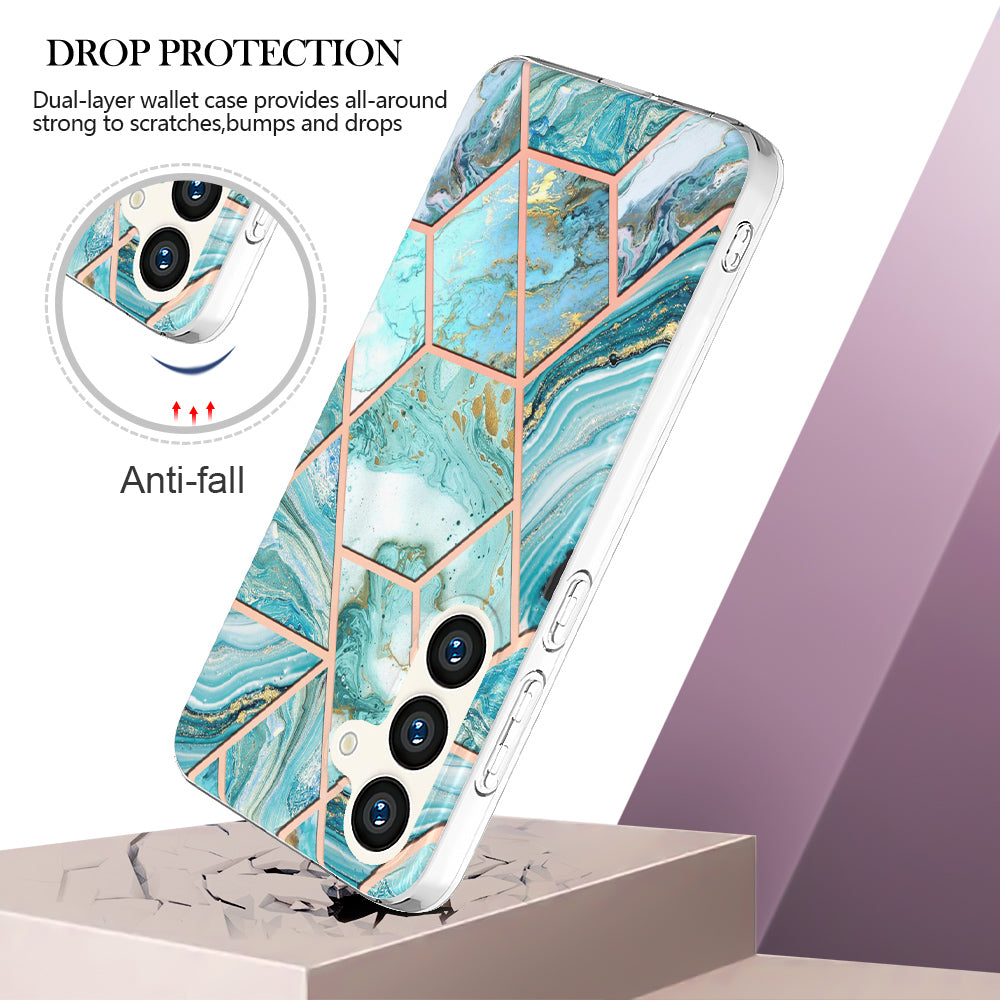 YB IMD Series-3 for Samsung Galaxy S24 Case Double-sided Electroplating Phone Cover - Blue