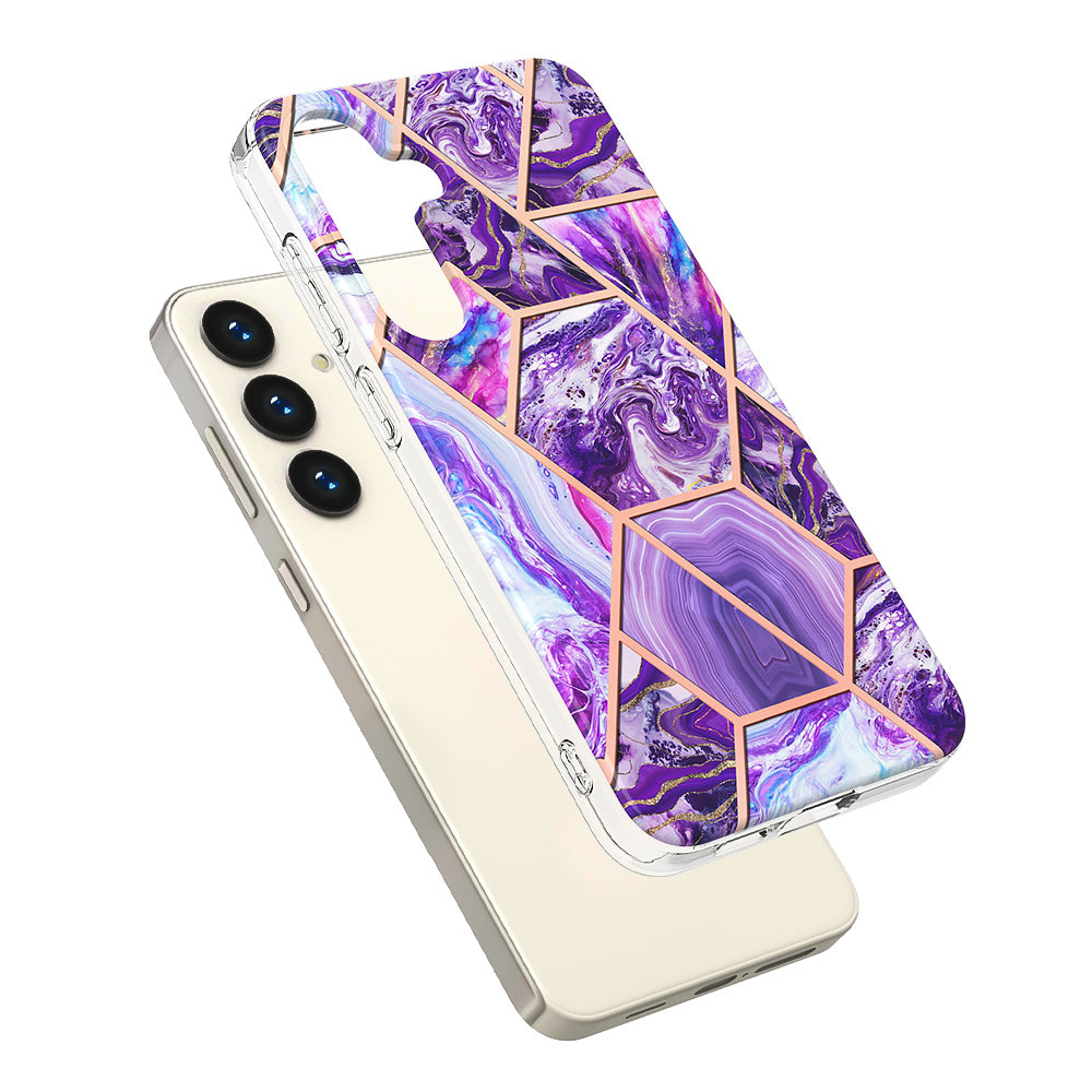 YB IMD Series-3 for Samsung Galaxy S24+ TPU Case Anti-Scratch Plating Phone Cover - Dark Purple