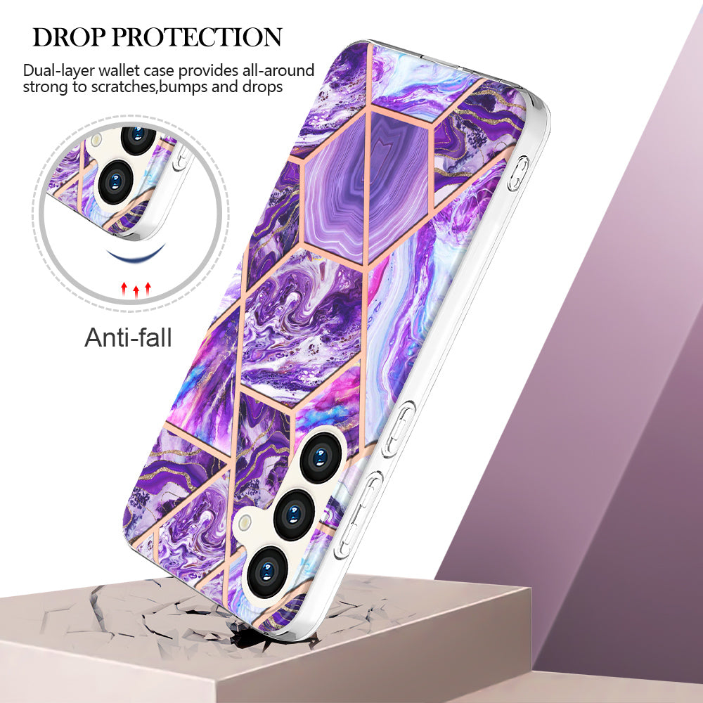 YB IMD Series-3 for Samsung Galaxy S24+ TPU Case Anti-Scratch Plating Phone Cover - Dark Purple