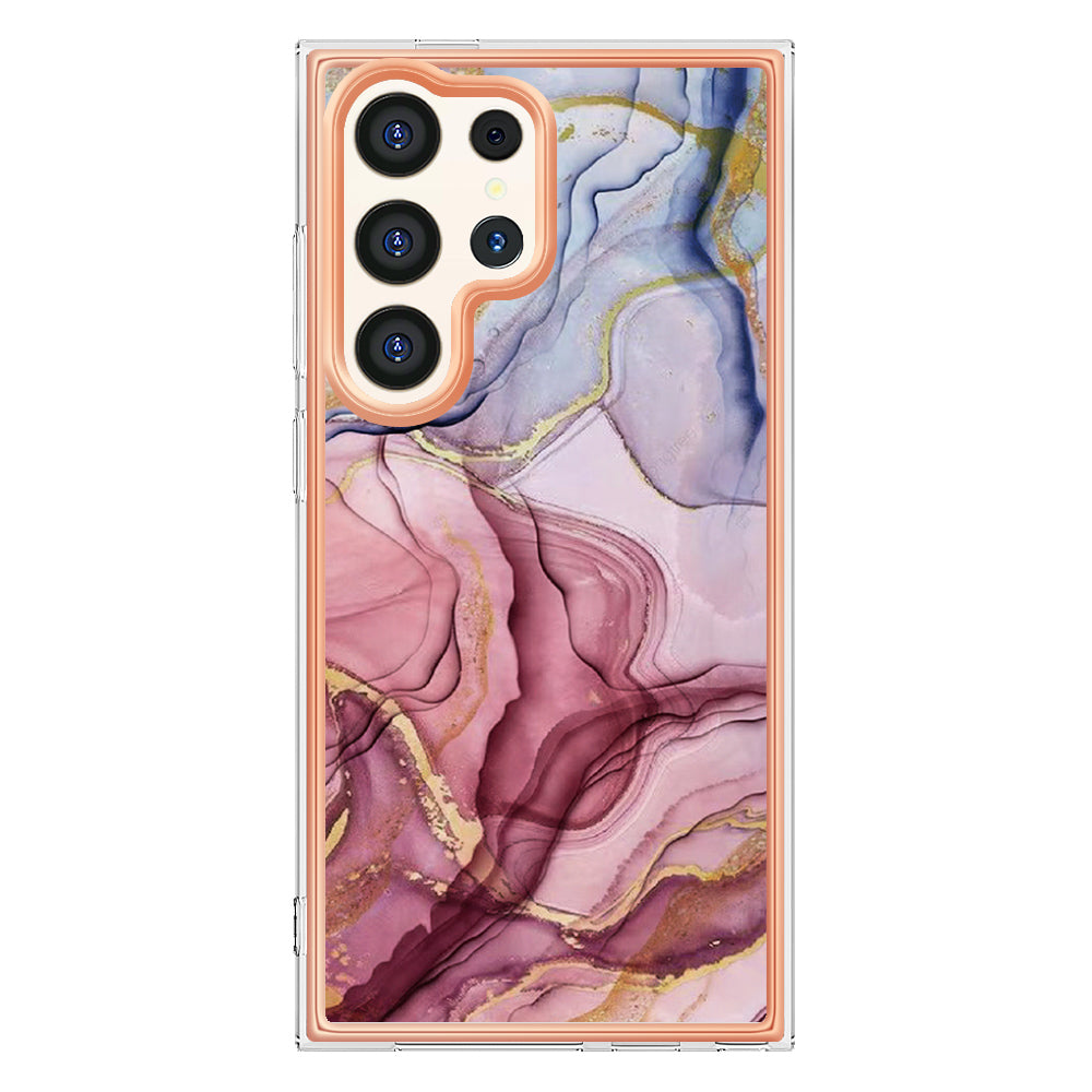 YB IMD Series-16 Style-E For Samsung Galaxy S24 Ultra Electroplating Case Soft 2.0mm TPU Phone Cover - Rose Gold