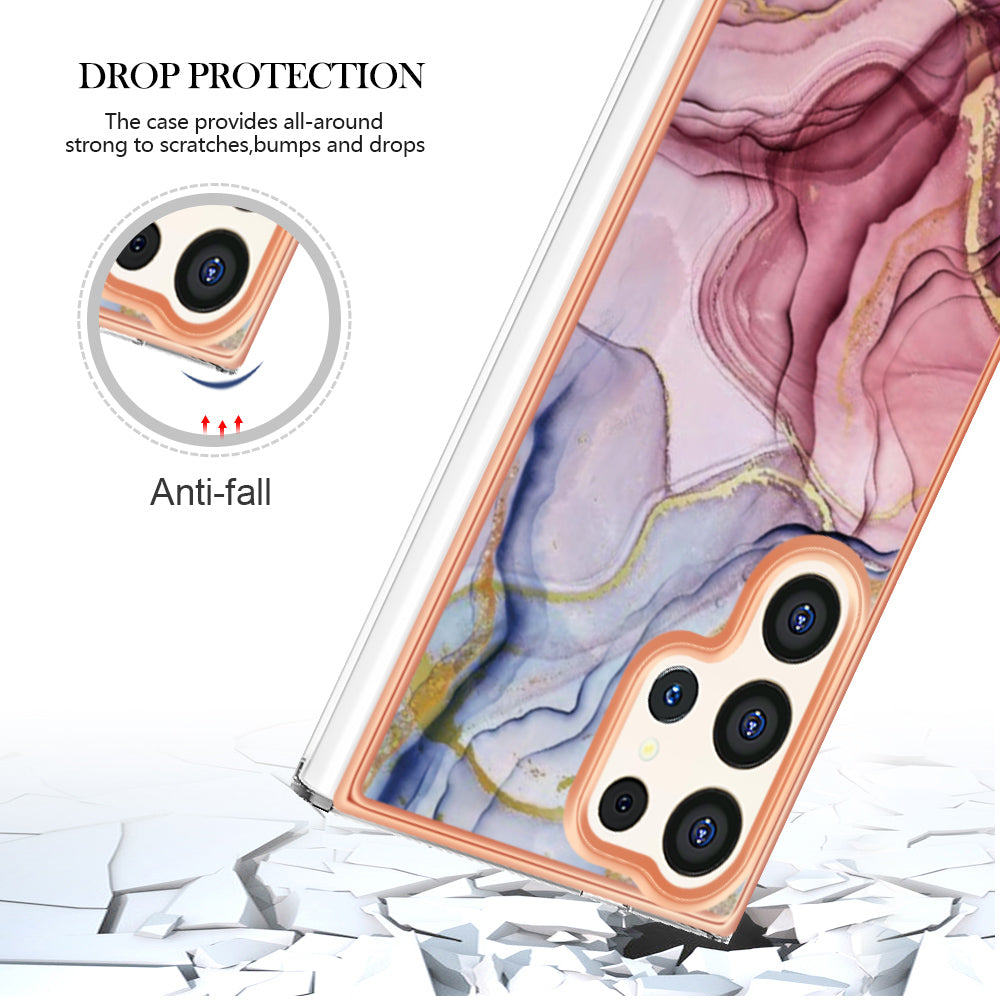 YB IMD Series-16 Style-E For Samsung Galaxy S24 Ultra Electroplating Case Soft 2.0mm TPU Phone Cover - Rose Gold