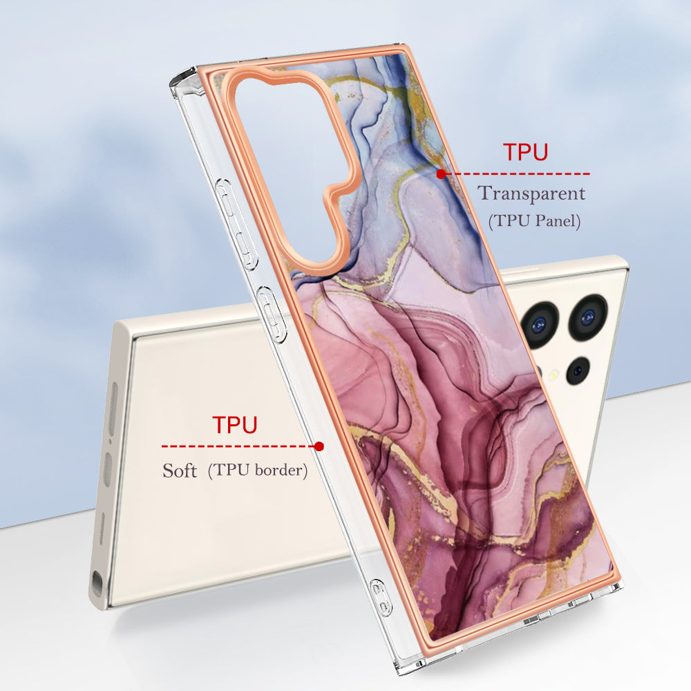 YB IMD Series-16 Style-E For Samsung Galaxy S24 Ultra Electroplating Case Soft 2.0mm TPU Phone Cover - Rose Gold