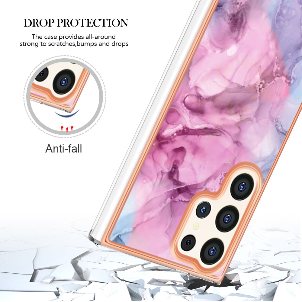 YB IMD Series-16 Style-E For Samsung Galaxy S24 Ultra Electroplating Case Soft 2.0mm TPU Phone Cover - Rose