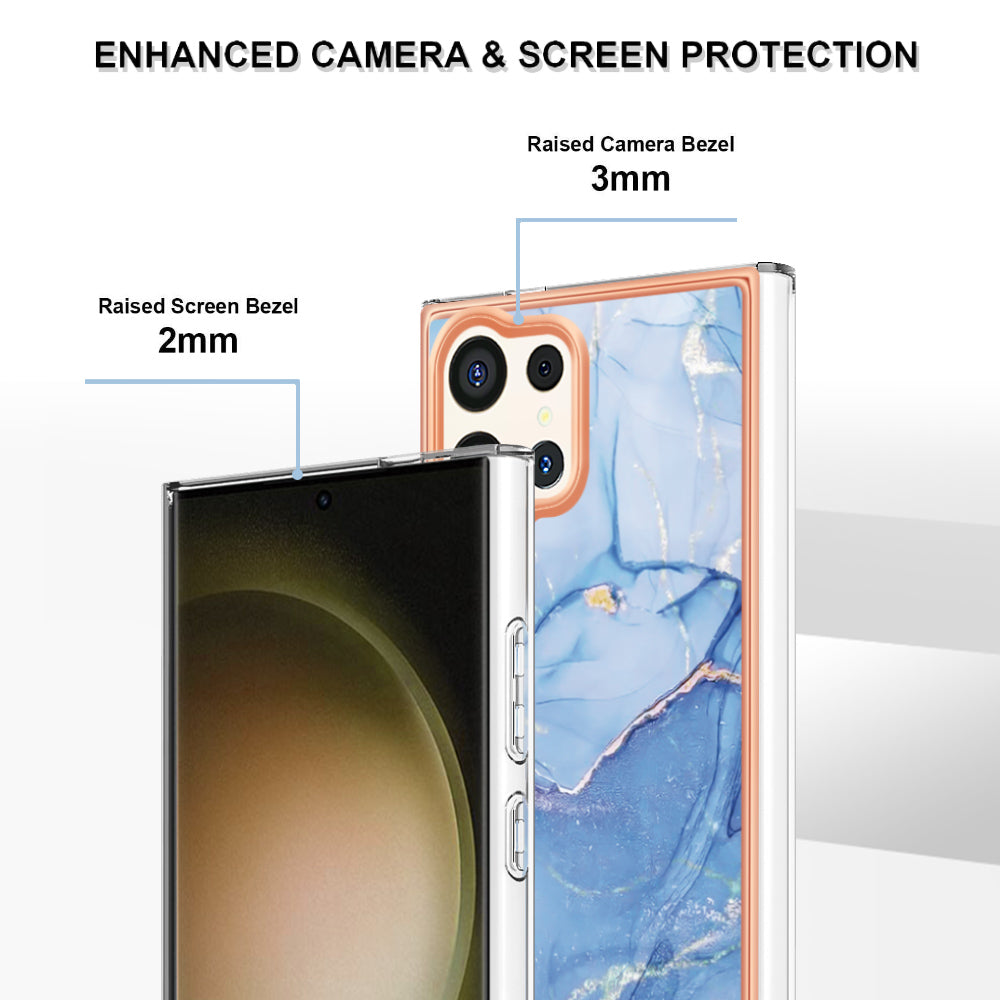 YB IMD Series-16 Style-E For Samsung Galaxy S24 Ultra Electroplating Case Soft 2.0mm TPU Phone Cover - Blue