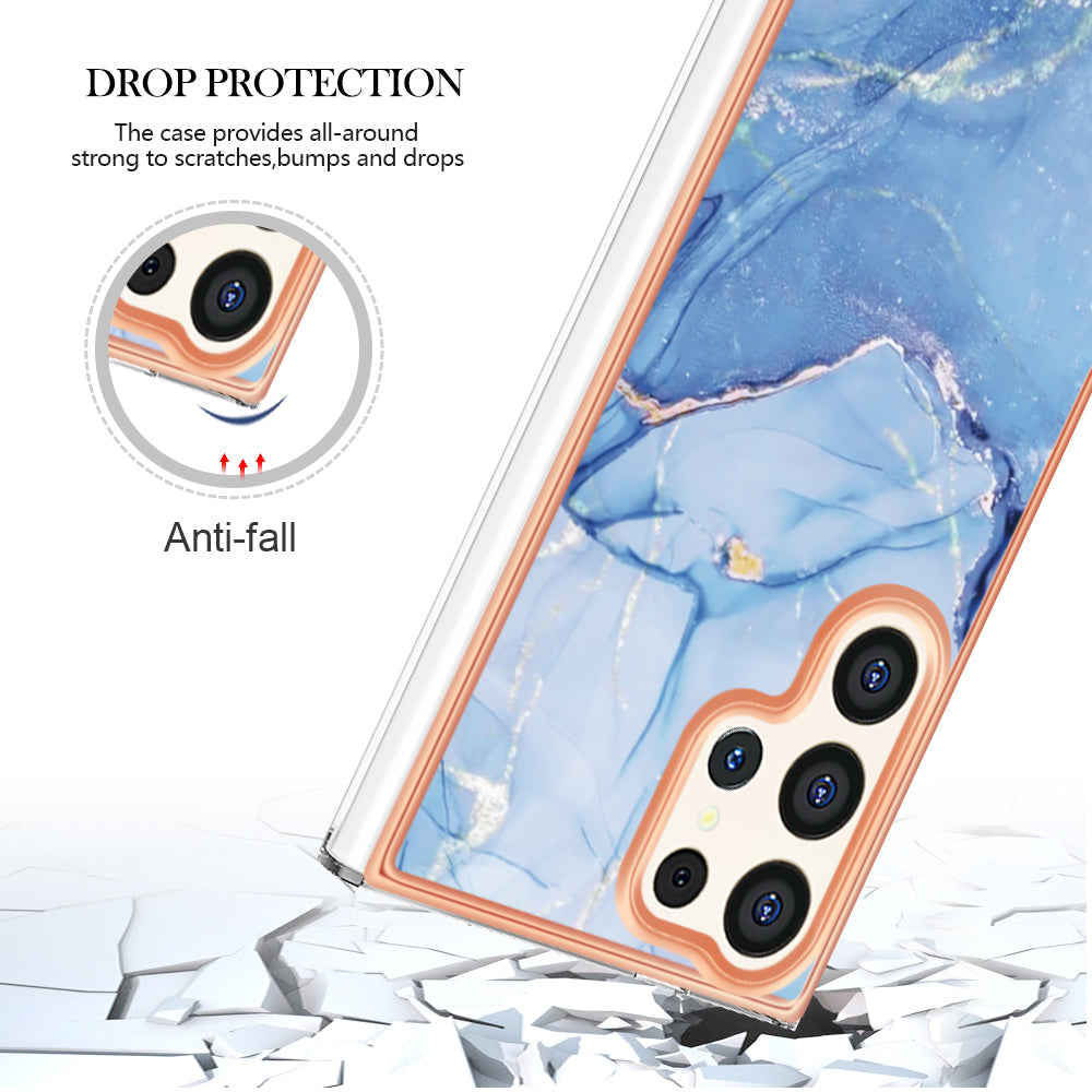 YB IMD Series-16 Style-E For Samsung Galaxy S24 Ultra Electroplating Case Soft 2.0mm TPU Phone Cover - Blue