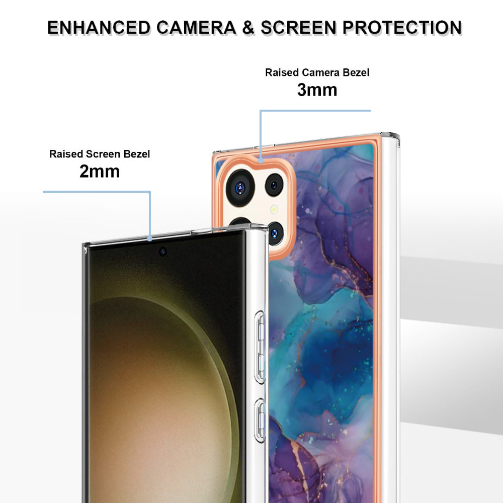 YB IMD Series-16 Style-E For Samsung Galaxy S24 Ultra Electroplating Case Soft 2.0mm TPU Phone Cover - Purple