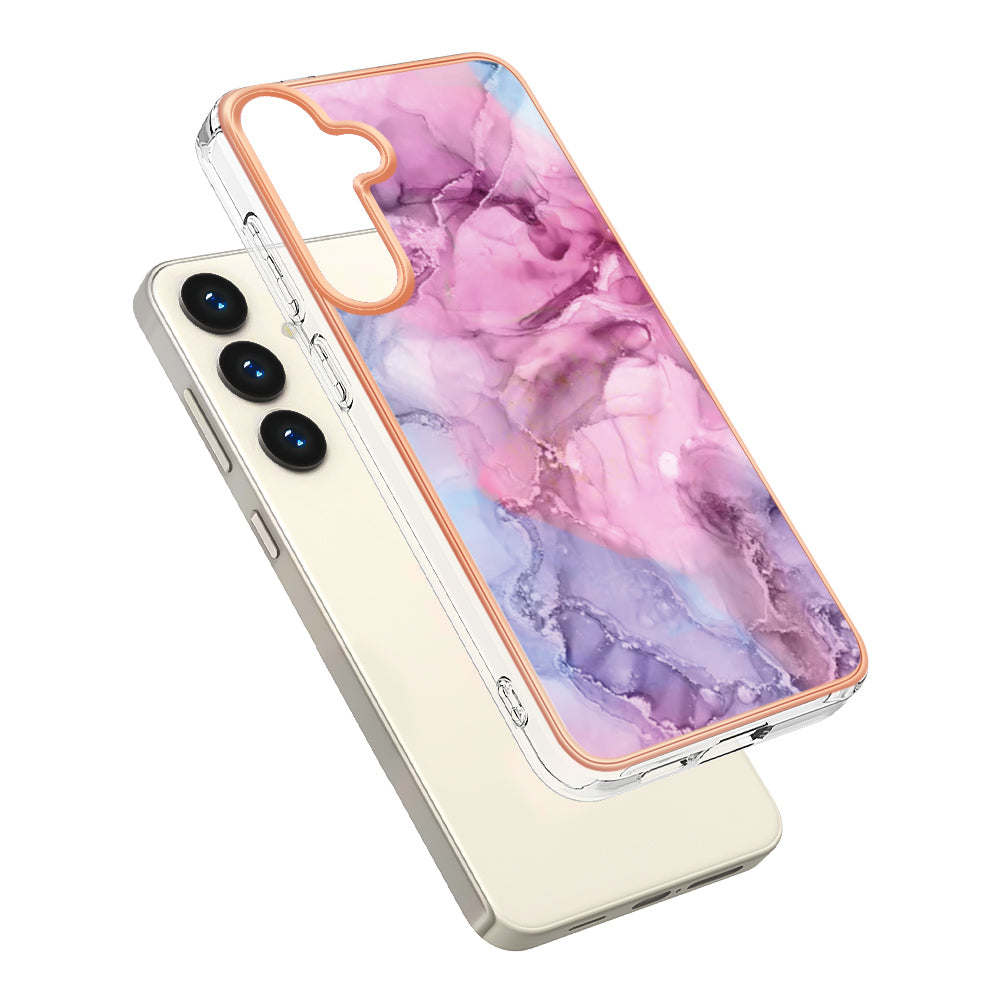 YB IMD Series-16 Style-E For Samsung Galaxy S24+ TPU 2.0mm Phone Case Electroplating Cover - Rose