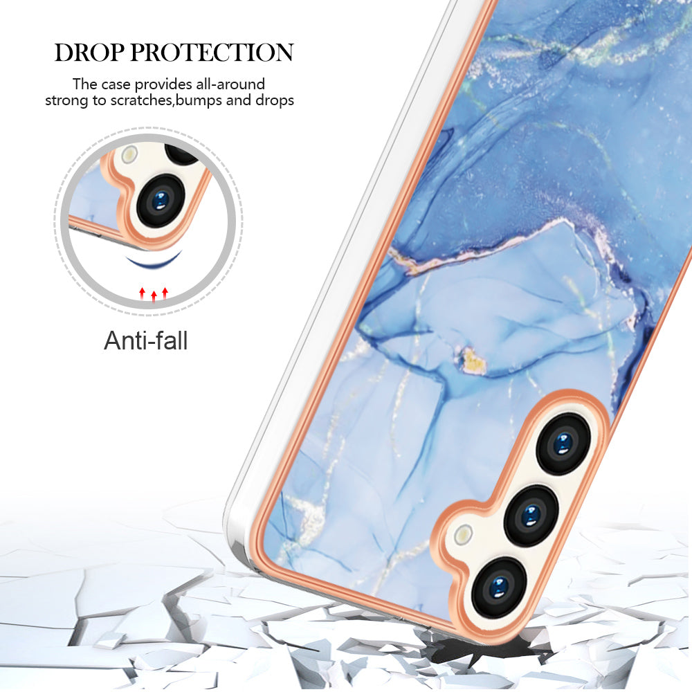 YB IMD Series-16 Style-E For Samsung Galaxy S24+ TPU 2.0mm Phone Case Electroplating Cover - Blue