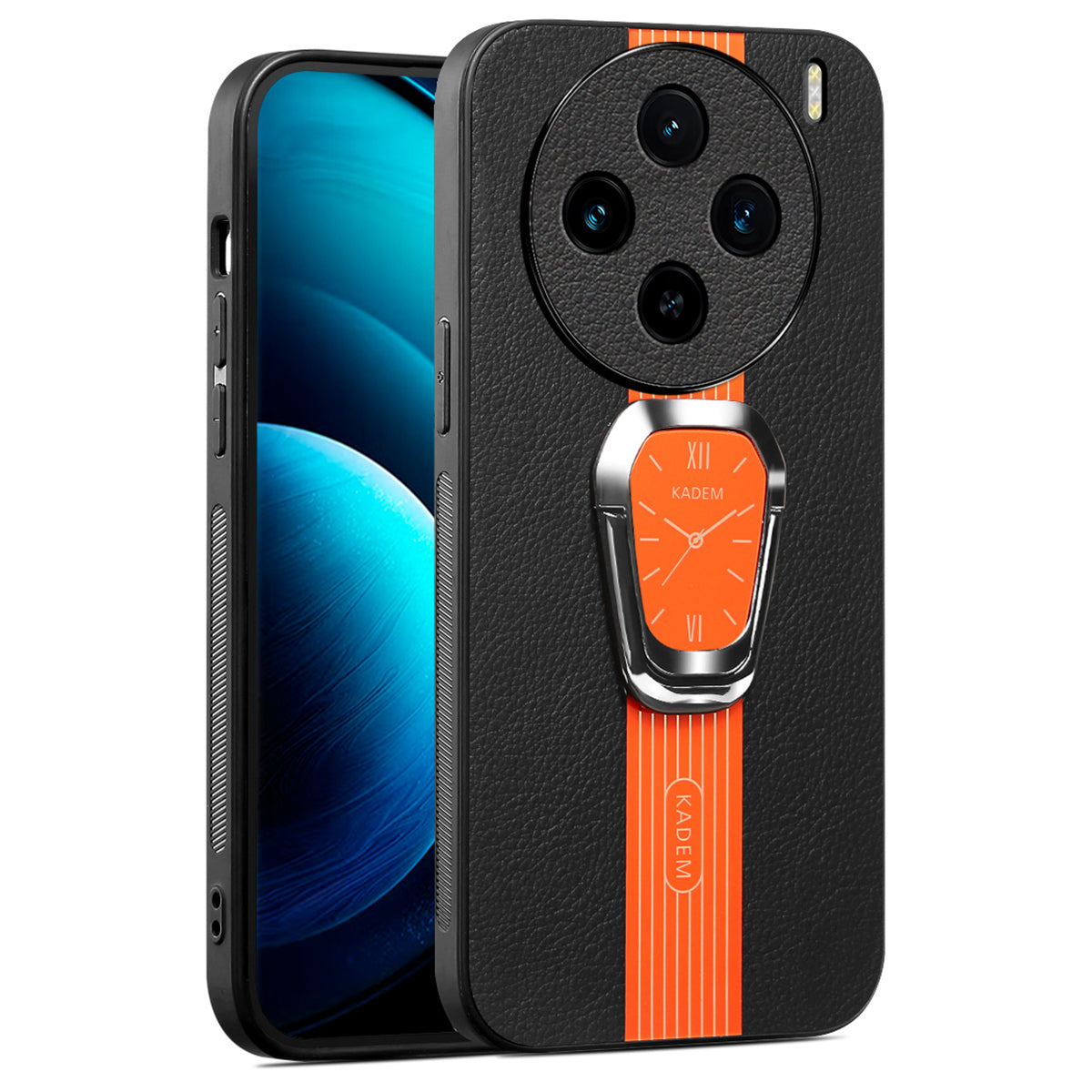 KADEM Cell Phone Cases for vivo X100 5G Electroplating Back Cover with Kickstand - Orange