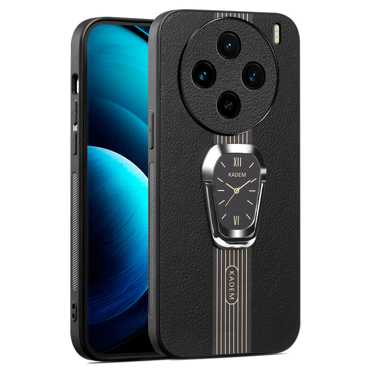 KADEM Cell Phone Cases for vivo X100 5G Electroplating Back Cover with Kickstand - Black