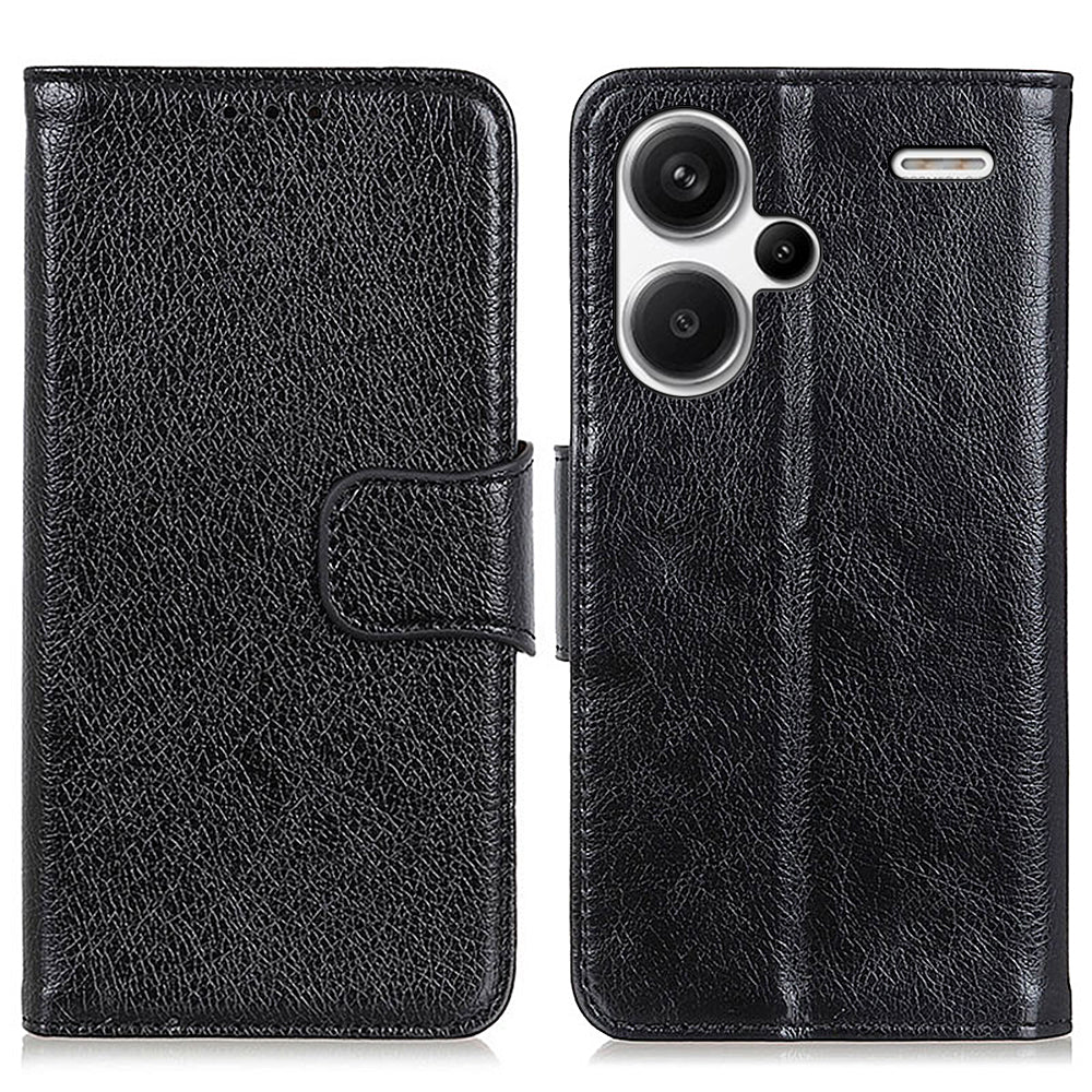 For Xiaomi Redmi Note 13 Pro+ 5G Case Nappa Texture Split Leather Phone Shell - Black
