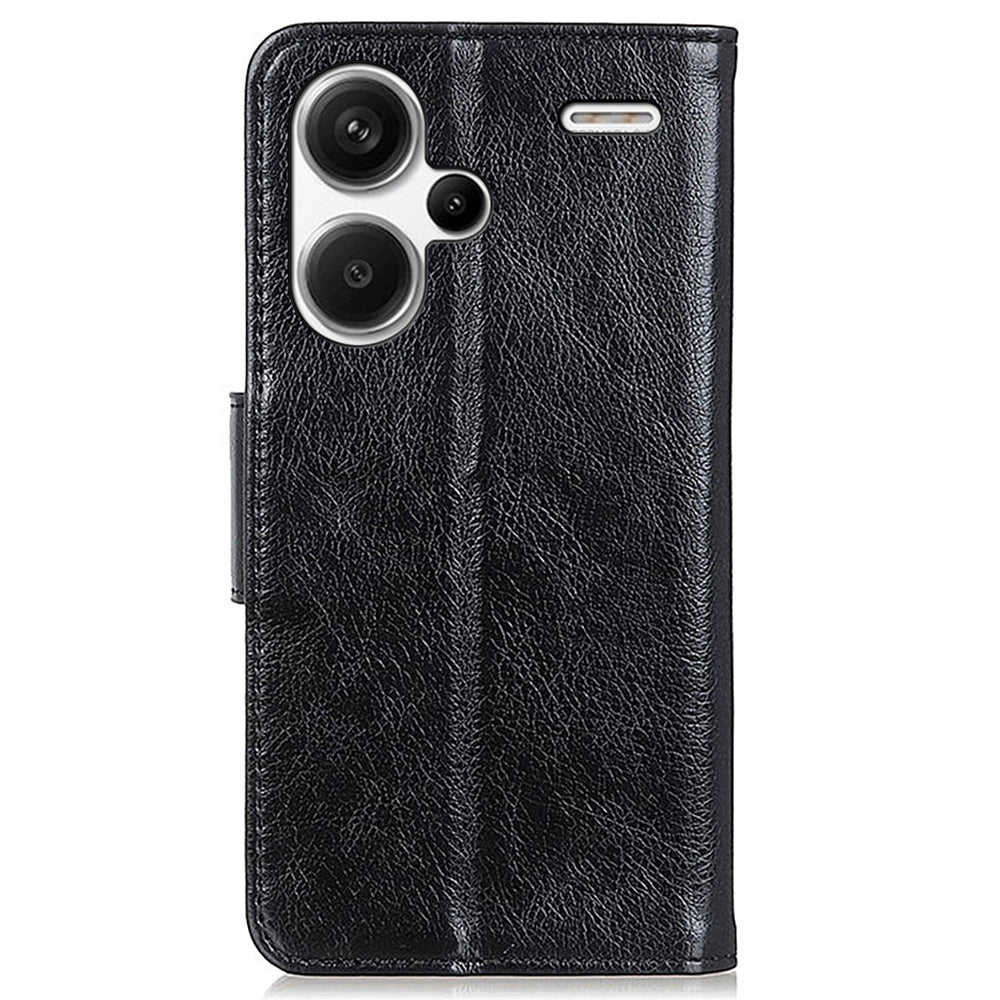 For Xiaomi Redmi Note 13 Pro+ 5G Case Nappa Texture Split Leather Phone Shell - Black