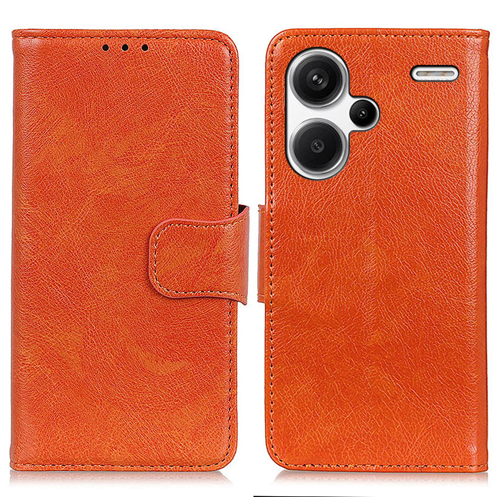 For Xiaomi Redmi Note 13 Pro+ 5G Case Nappa Texture Split Leather Phone Shell - Orange