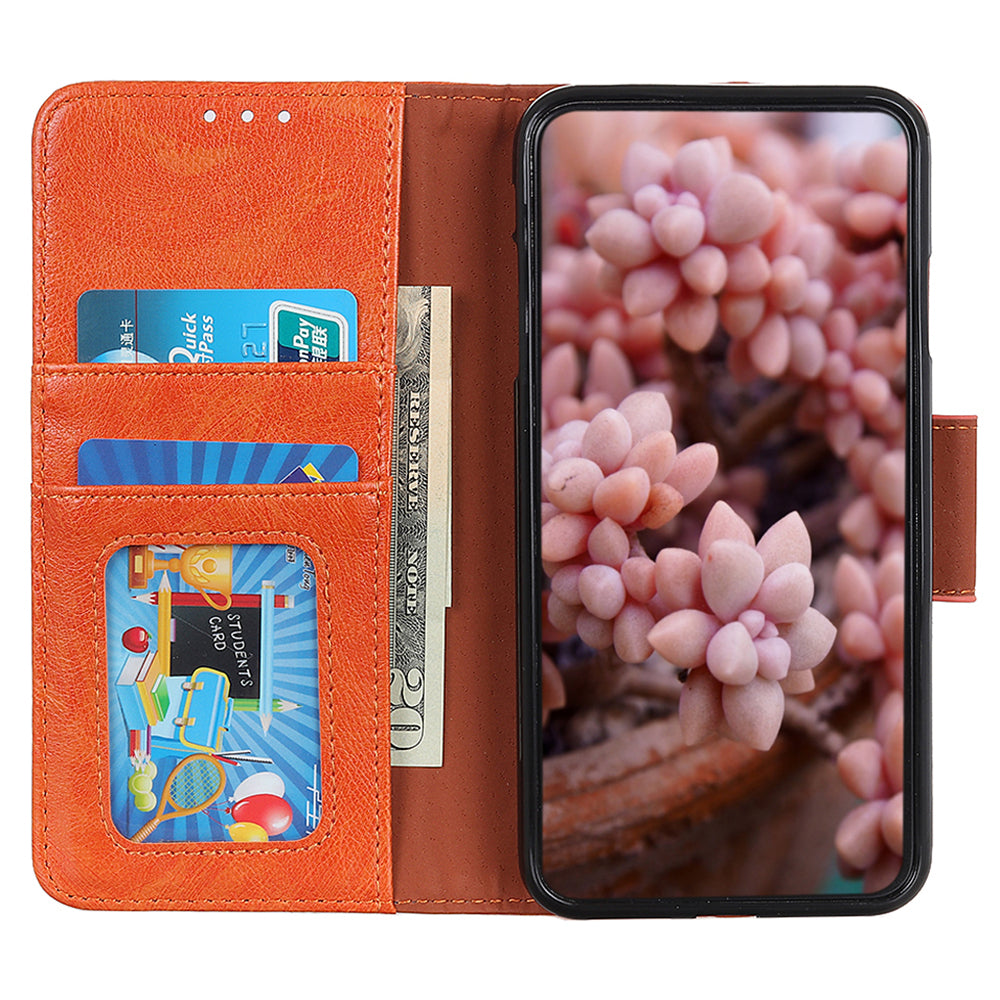 For Xiaomi Redmi Note 13 Pro+ 5G Case Nappa Texture Split Leather Phone Shell - Orange