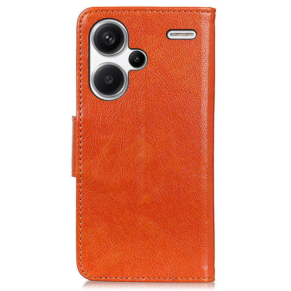 For Xiaomi Redmi Note 13 Pro+ 5G Case Nappa Texture Split Leather Phone Shell - Orange