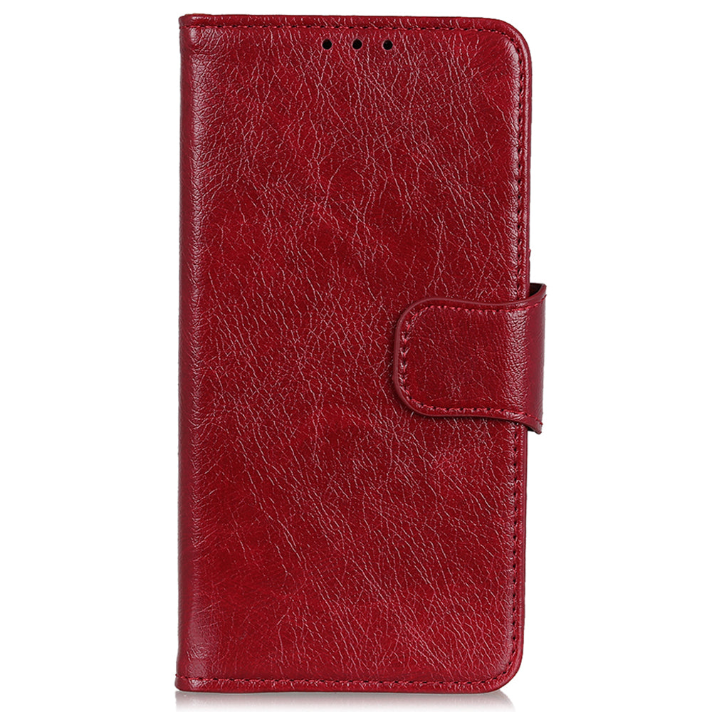 For Xiaomi Redmi Note 13 Pro+ 5G Case Nappa Texture Split Leather Phone Shell - Red