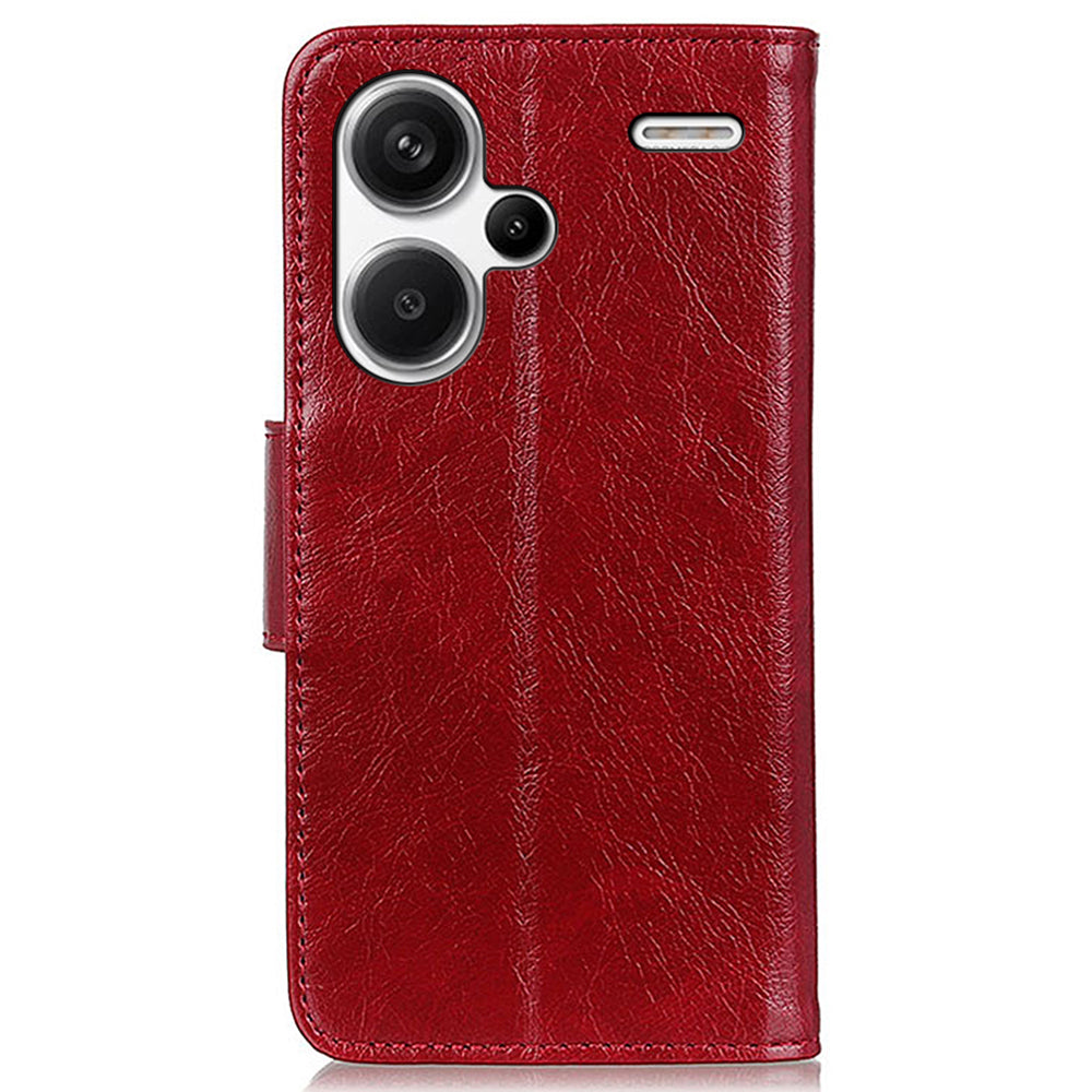 For Xiaomi Redmi Note 13 Pro+ 5G Case Nappa Texture Split Leather Phone Shell - Red