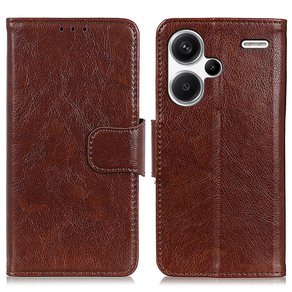 For Xiaomi Redmi Note 13 Pro+ 5G Case Nappa Texture Split Leather Phone Shell - Brown