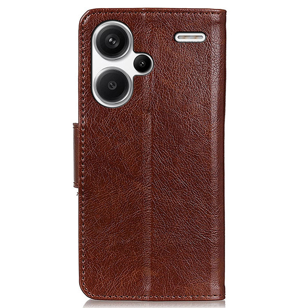 For Xiaomi Redmi Note 13 Pro+ 5G Case Nappa Texture Split Leather Phone Shell - Brown