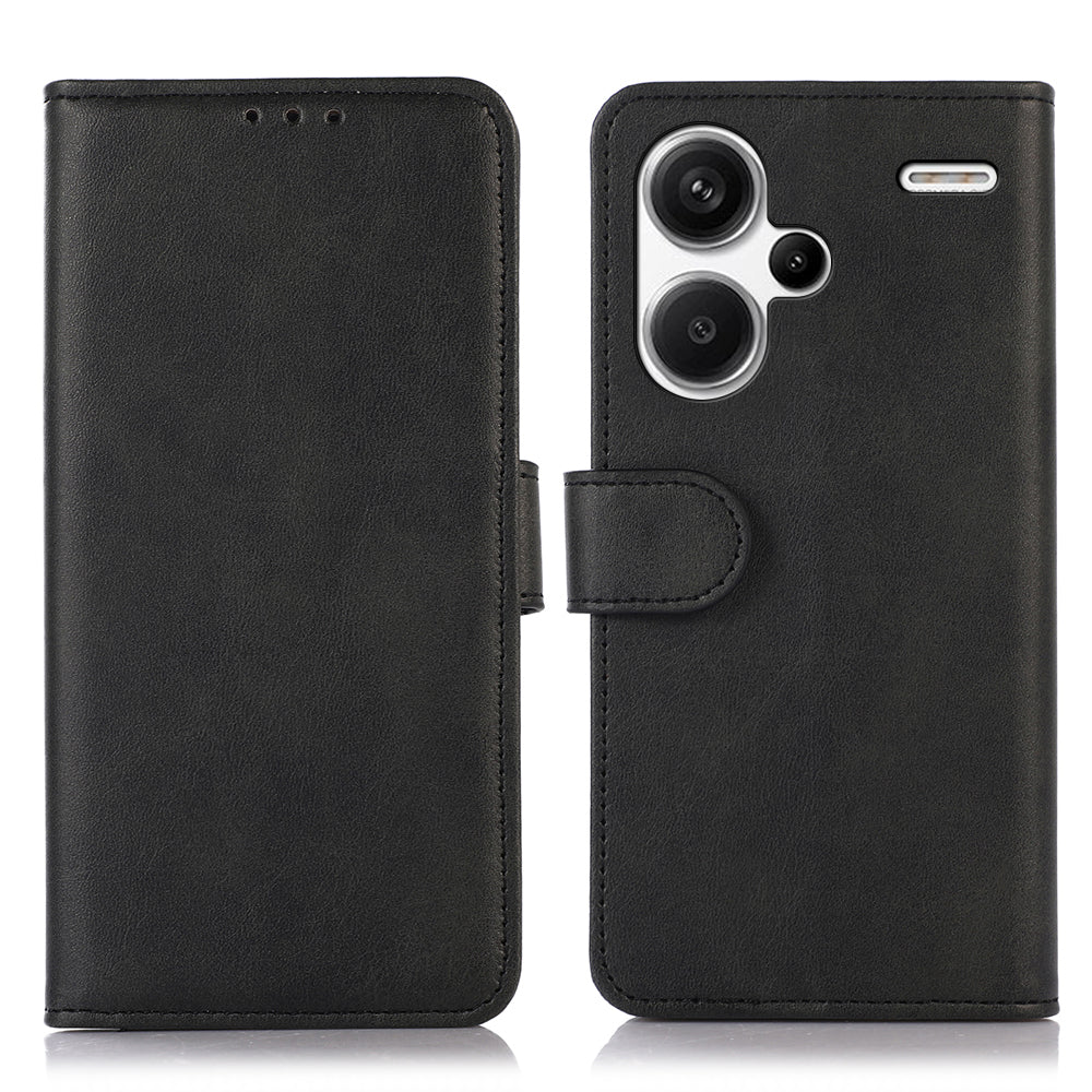 For Xiaomi Redmi Note 13 Pro+ 5G Case Shockproof Cowhide Texture Cell Phone Cover - Black