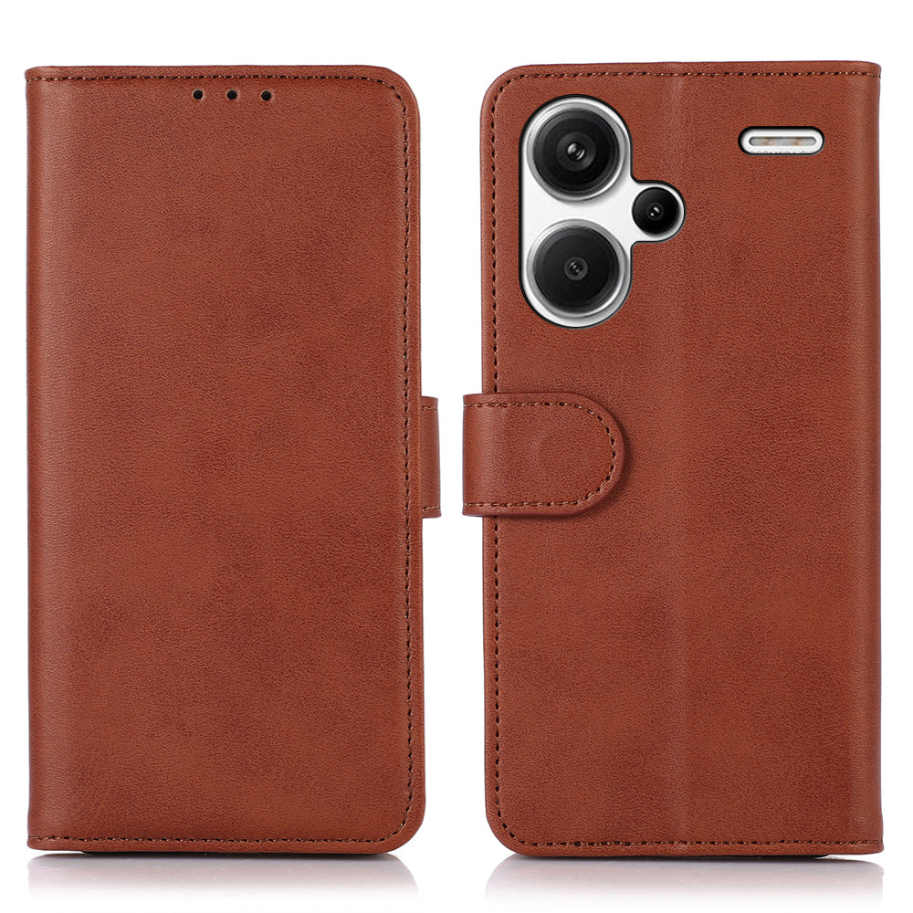 For Xiaomi Redmi Note 13 Pro+ 5G Case Shockproof Cowhide Texture Cell Phone Cover - Brown
