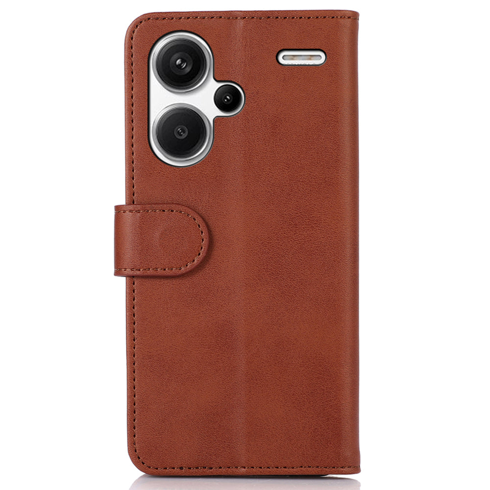 For Xiaomi Redmi Note 13 Pro+ 5G Case Shockproof Cowhide Texture Cell Phone Cover - Brown