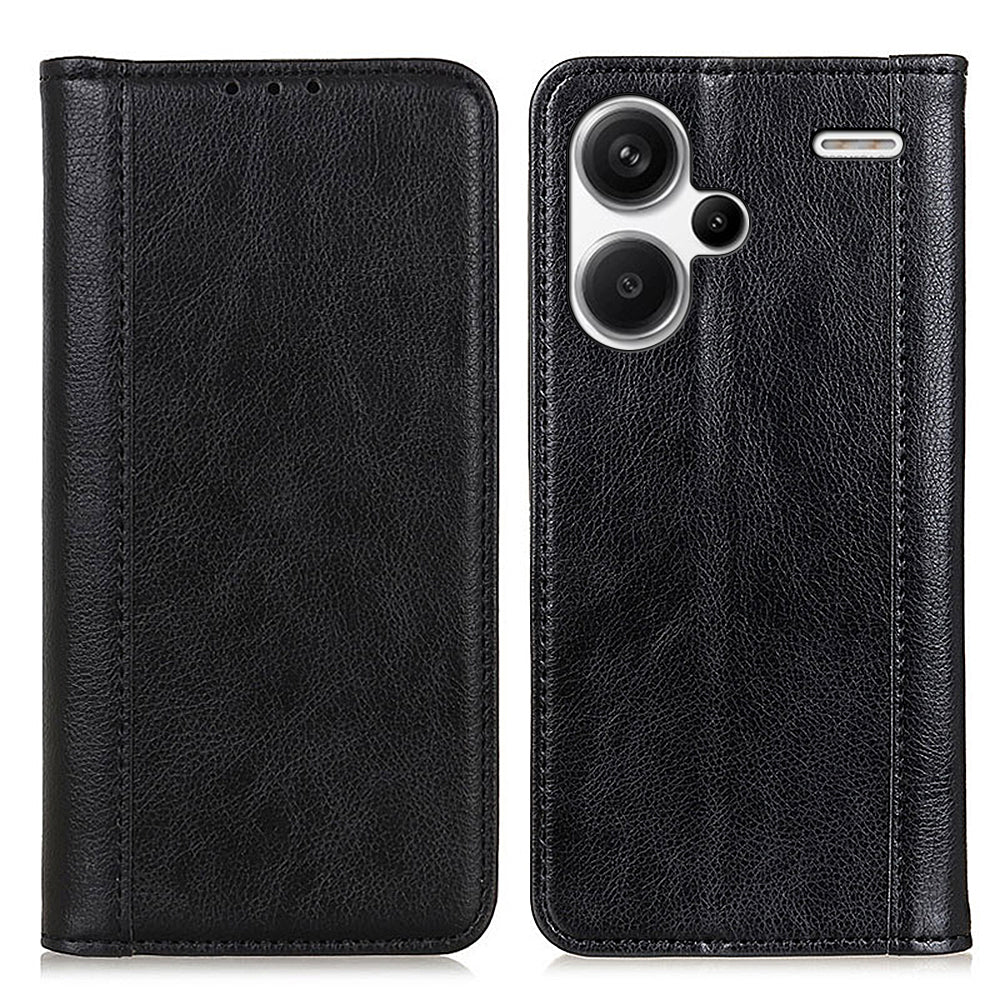 For Xiaomi Redmi Note 13 Pro+ 5G Case Folding Stand Split Leather Cell Phone Cover - Black