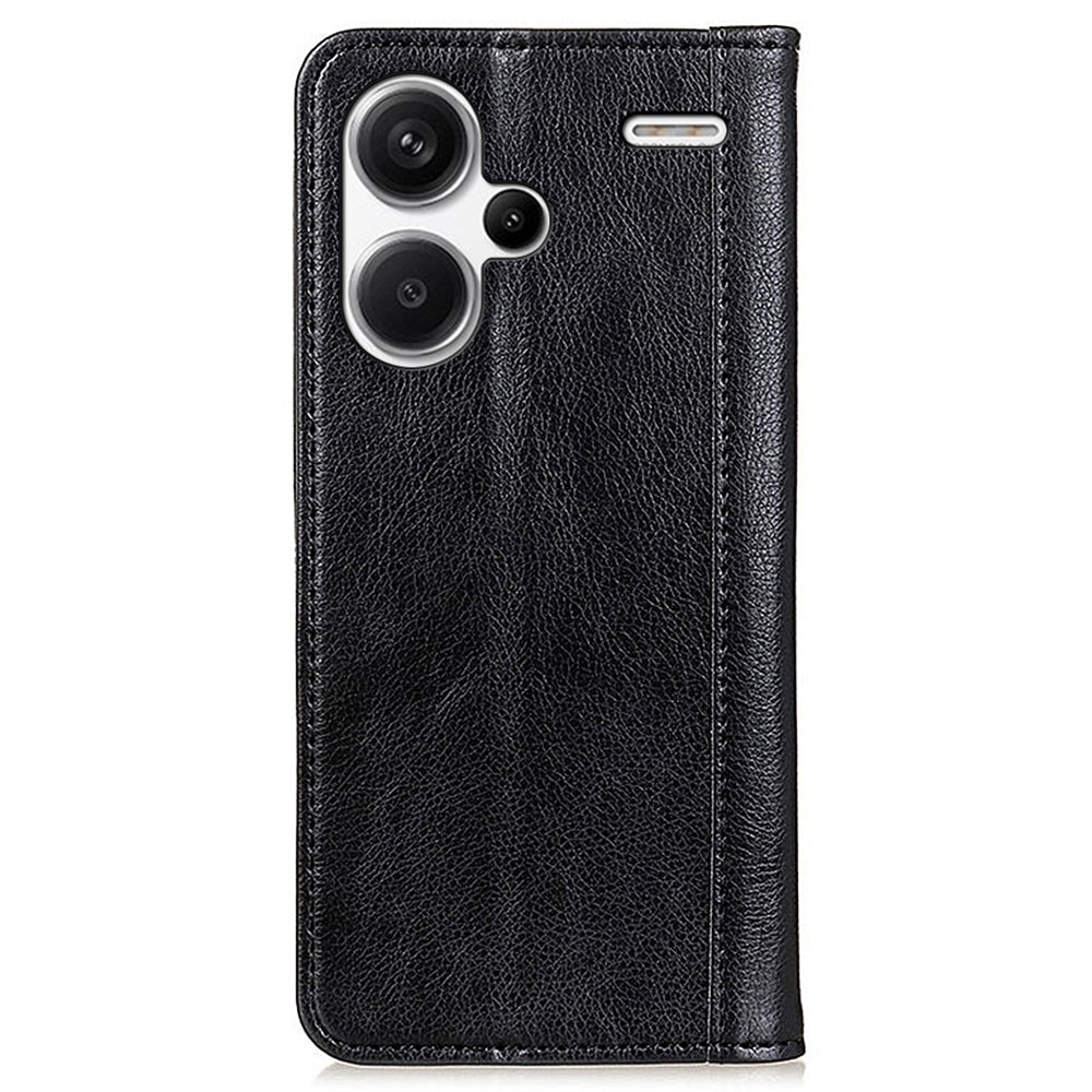 For Xiaomi Redmi Note 13 Pro+ 5G Case Folding Stand Split Leather Cell Phone Cover - Black