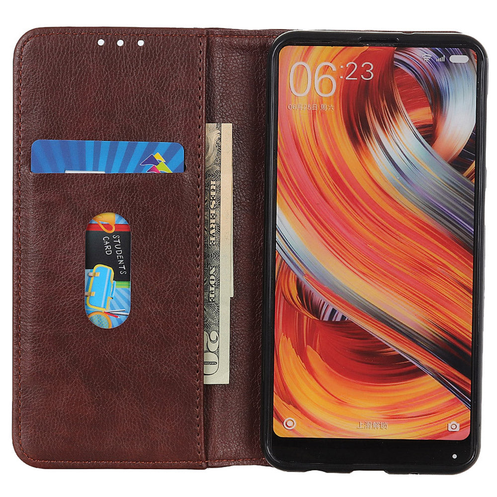 For Xiaomi Redmi Note 13 Pro+ 5G Case Folding Stand Split Leather Cell Phone Cover - Brown
