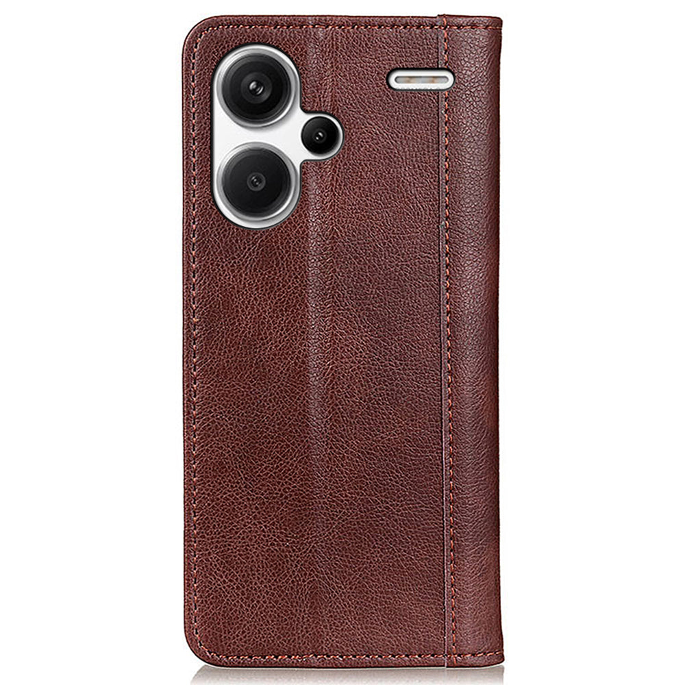 For Xiaomi Redmi Note 13 Pro+ 5G Case Folding Stand Split Leather Cell Phone Cover - Brown