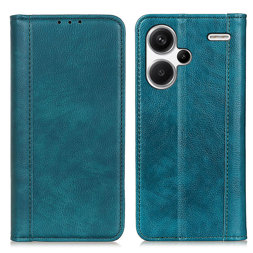 For Xiaomi Redmi Note 13 Pro+ 5G Case Folding Stand Split Leather Cell Phone Cover - Green