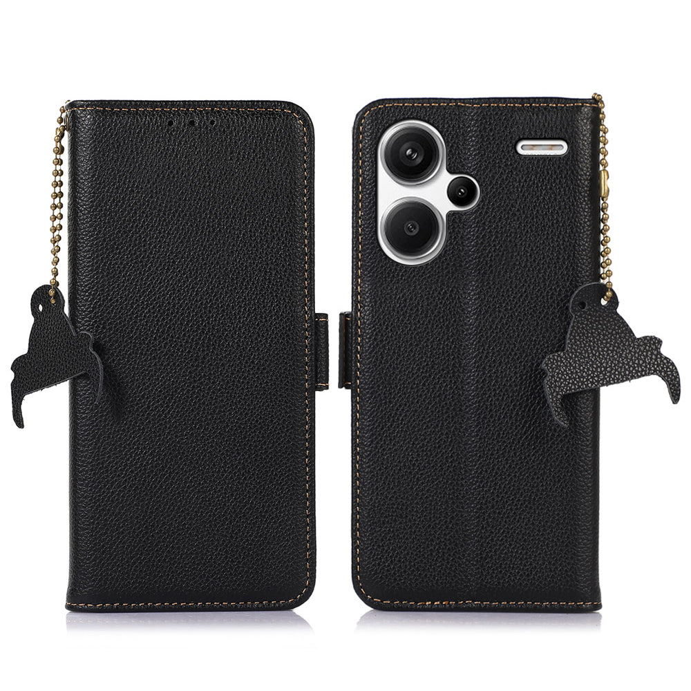 For Xiaomi Redmi Note 13 Pro+ 5G Cell Phone Case RFID Blocking Wallet Stand Cover - Black