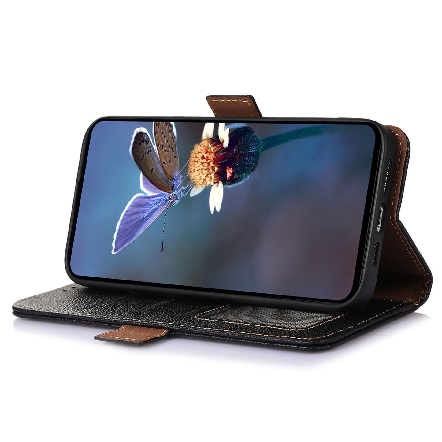 For Xiaomi Redmi Note 13 Pro+ 5G Cell Phone Case RFID Blocking Wallet Stand Cover - Black