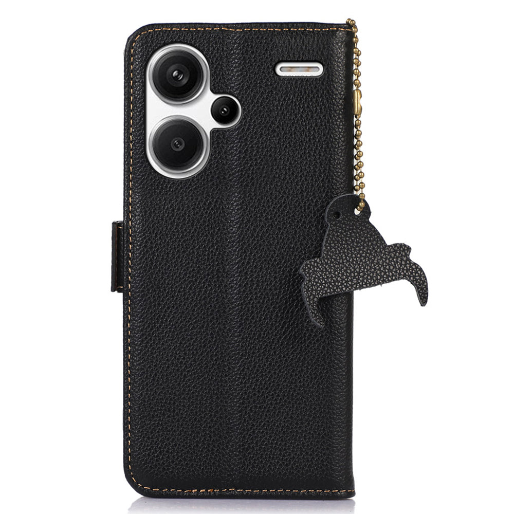For Xiaomi Redmi Note 13 Pro+ 5G Cell Phone Case RFID Blocking Wallet Stand Cover - Black