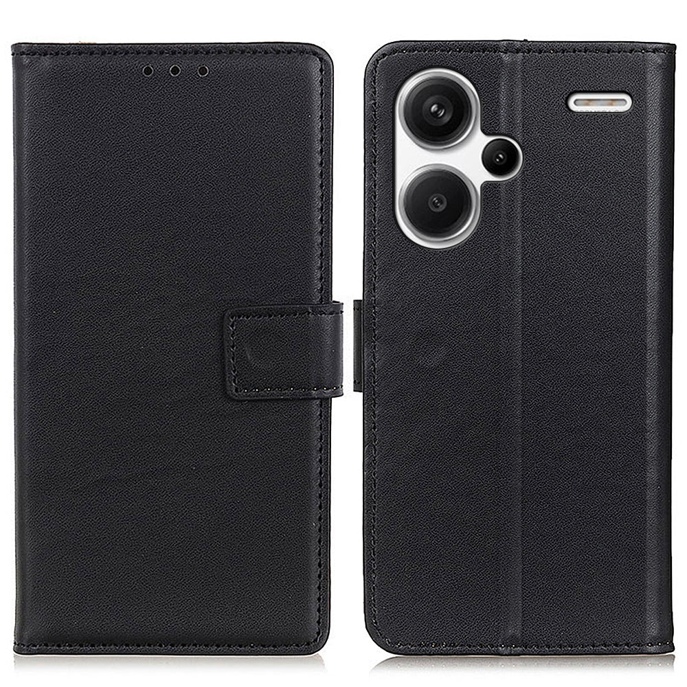 For Xiaomi Redmi Note 13 Pro+ 5G Case PU Leather Folding Stand Cell Phone Cover - Black