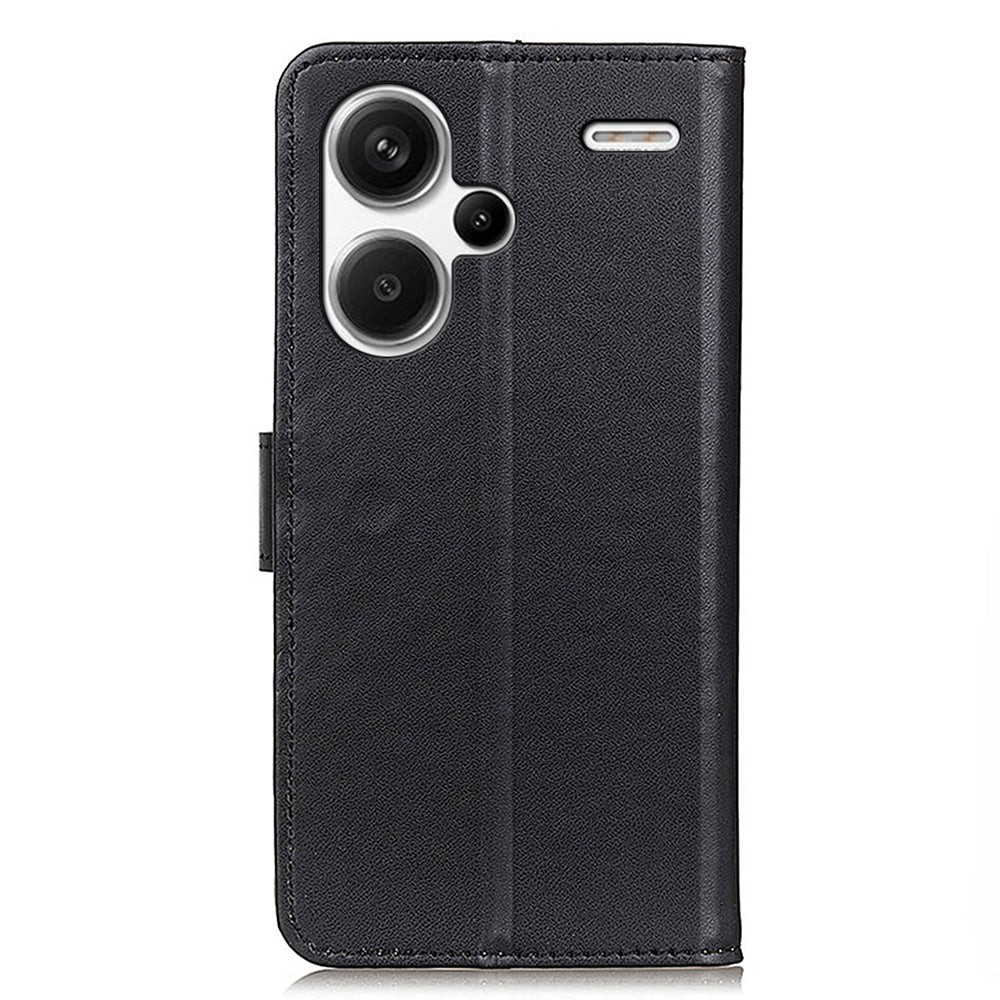 For Xiaomi Redmi Note 13 Pro+ 5G Case PU Leather Folding Stand Cell Phone Cover - Black