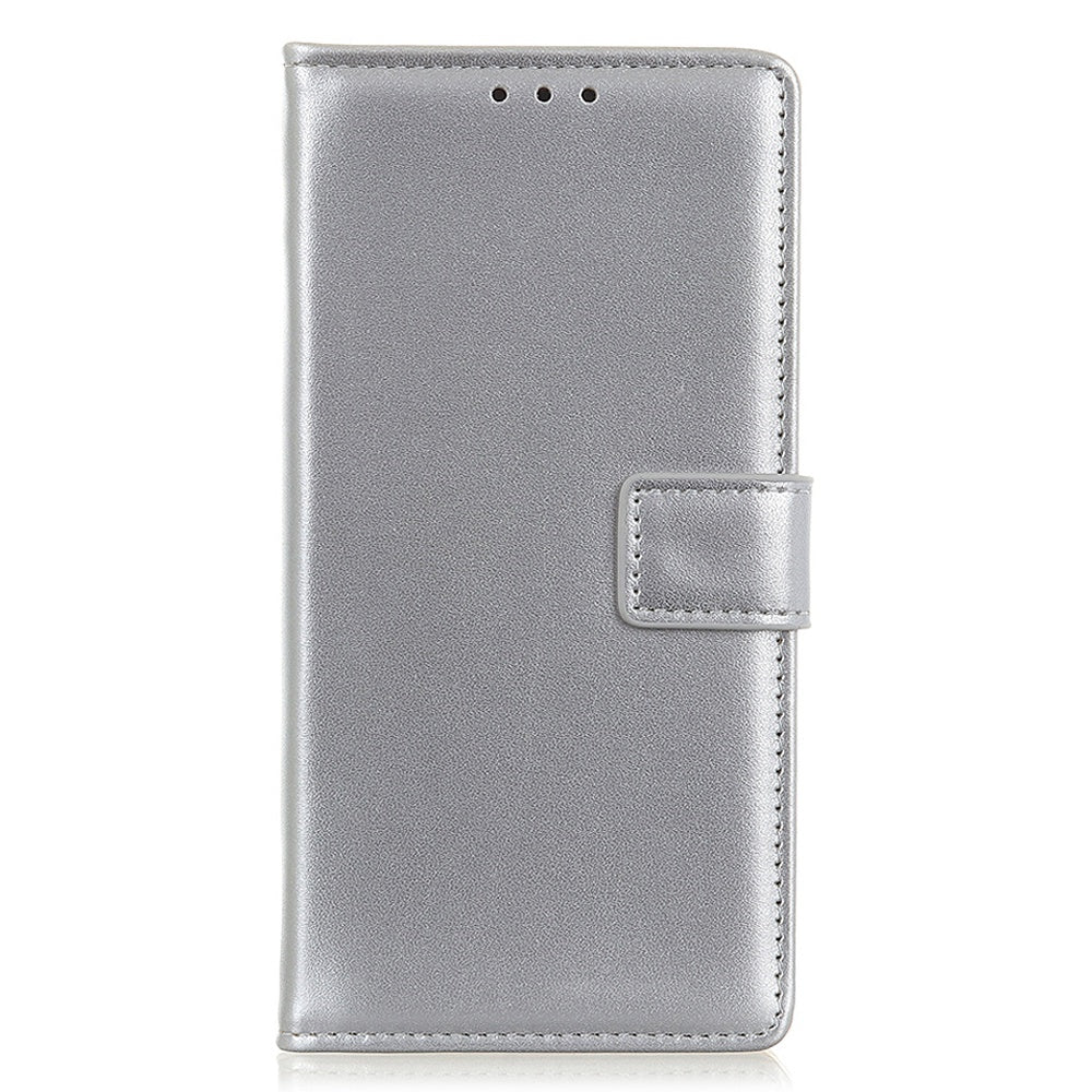 For Xiaomi Redmi Note 13 Pro+ 5G Case PU Leather Folding Stand Cell Phone Cover - Silver