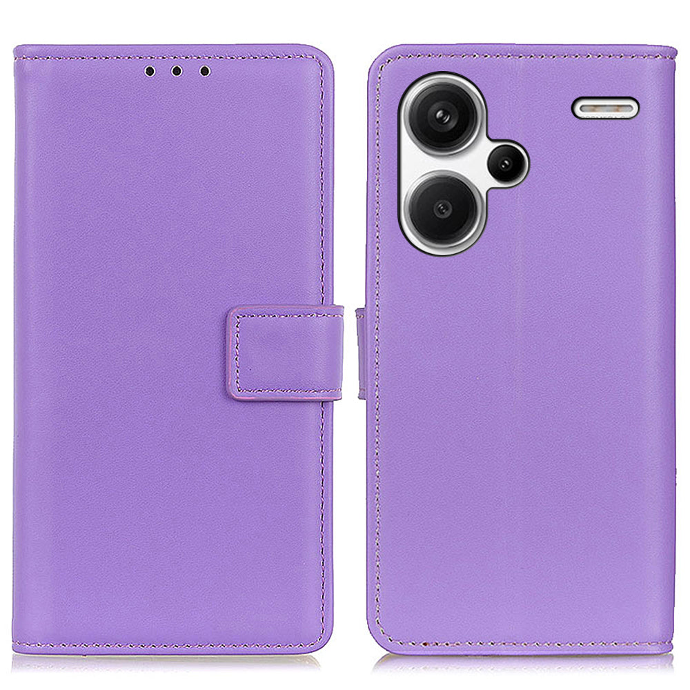 For Xiaomi Redmi Note 13 Pro+ 5G Case PU Leather Folding Stand Cell Phone Cover - Purple